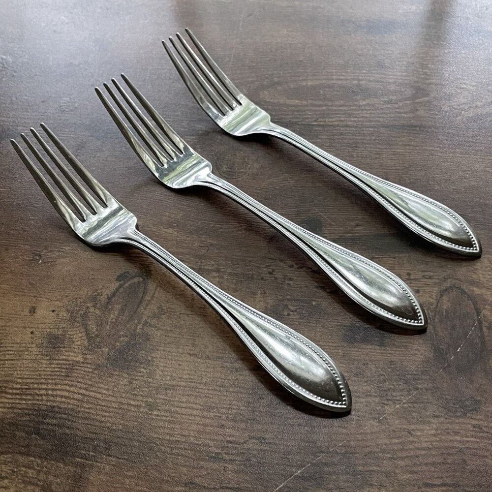 International Silver American Bead Dinner Fork 7 7/8" Stainless Steel Flatware